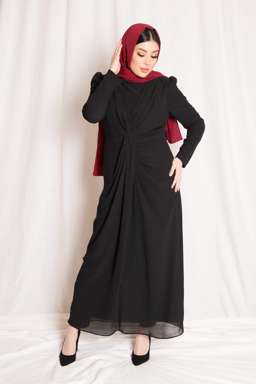 Black Pleat Front Maxi