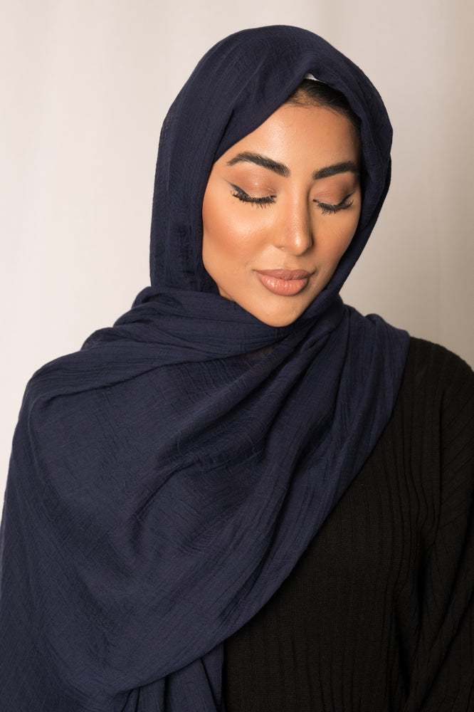 Navy Cotton Silk Hijab