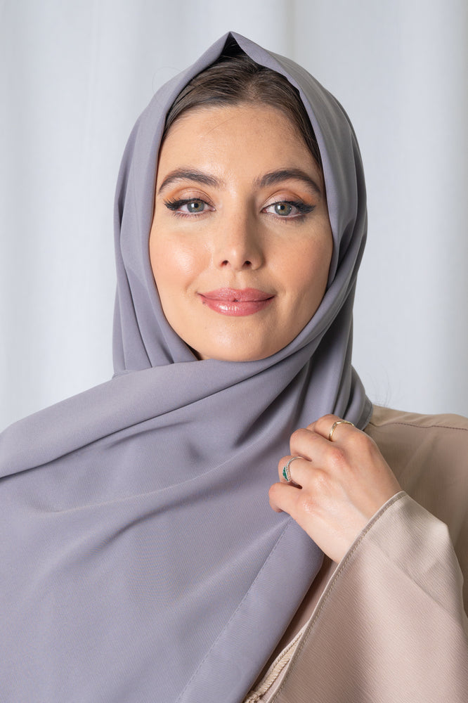 Light Grey Fluid Crepe Hijab