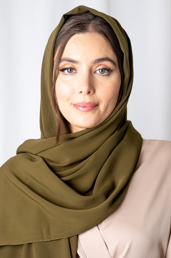 Olive Green Fluid Crepe Hijab