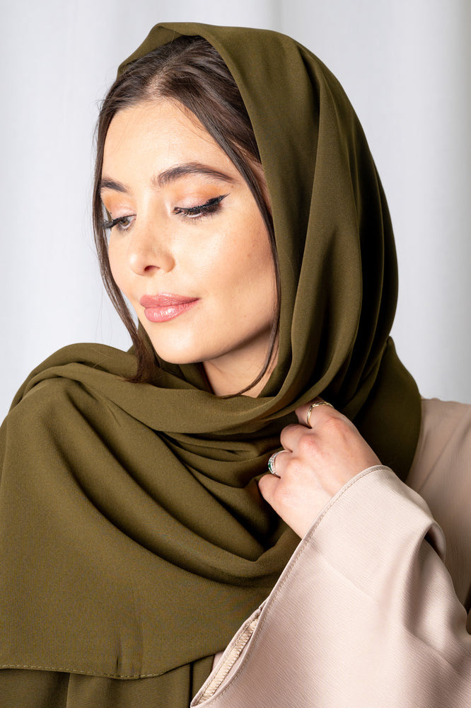 Olive Green Fluid Crepe Hijab