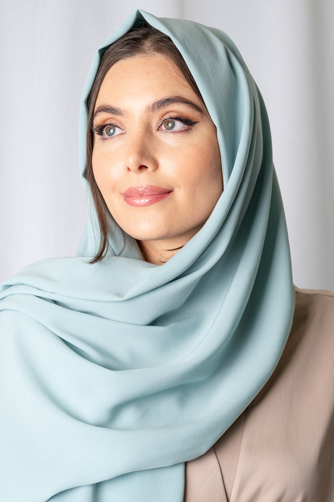 Sea Blue Fluid Crepe Hijab