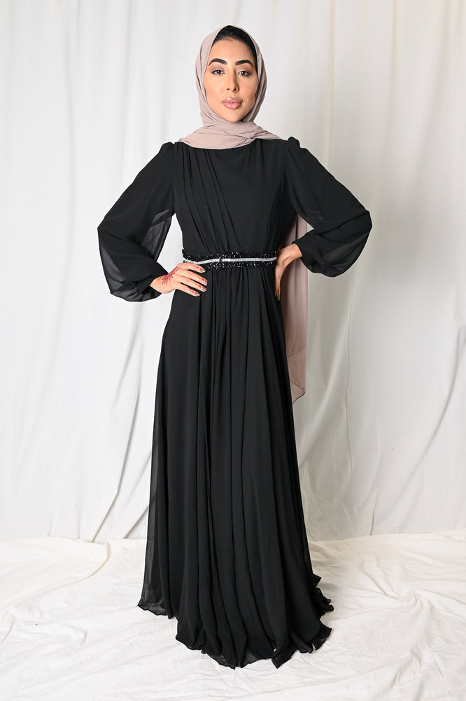 Embellished Black Evening Gown