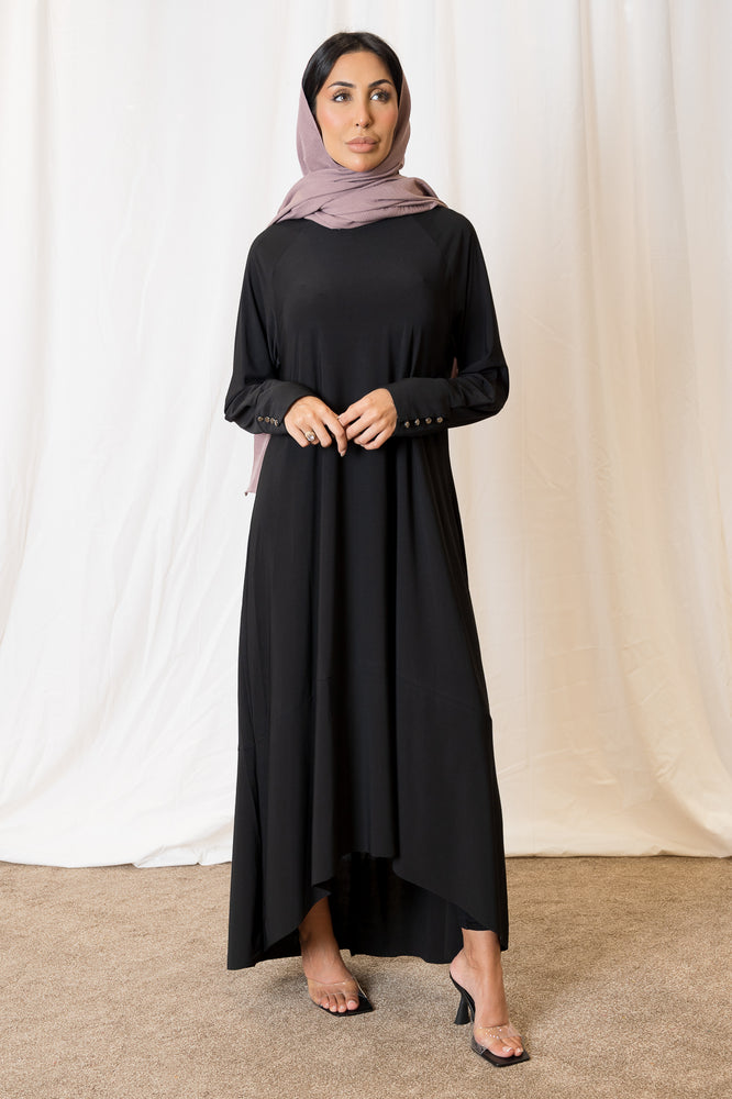 Black High Low Jersey Abaya