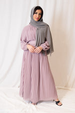 Mauve Belted Pleated Maxi Dress